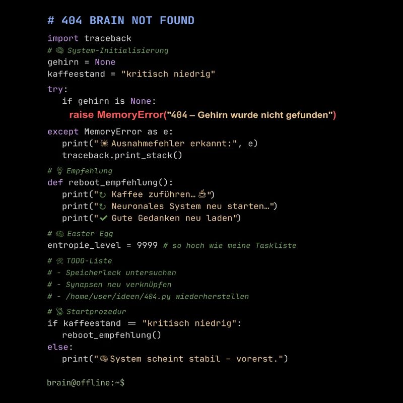 404 Brain Not Found Python Code