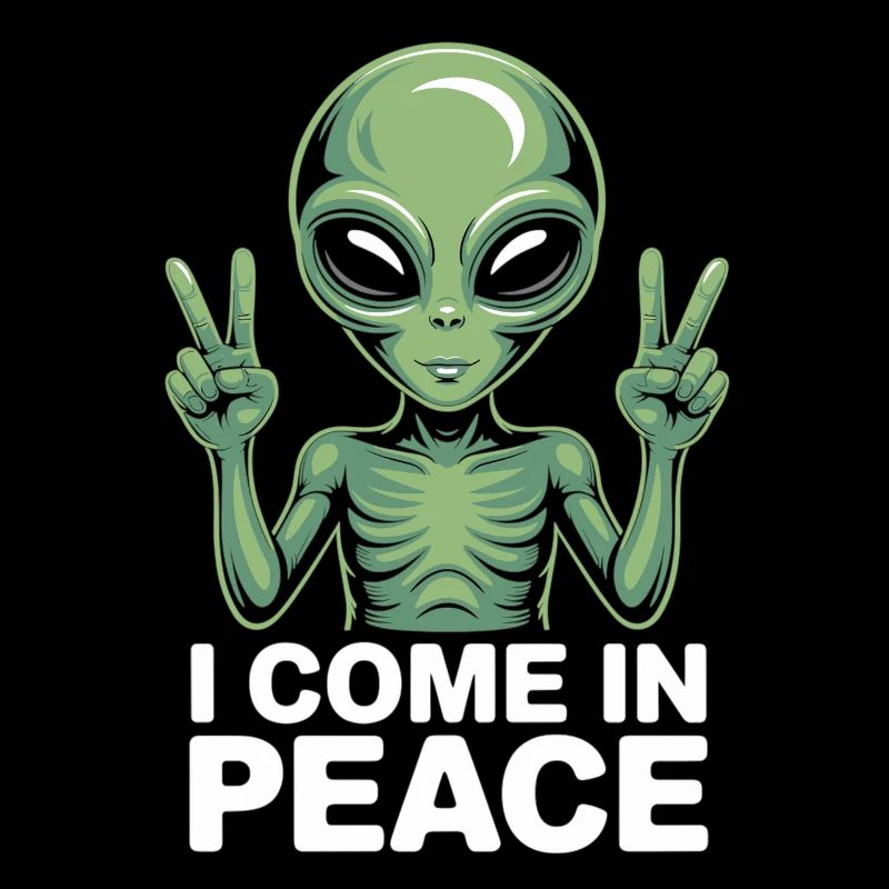 Alien mit Friedenszeichen