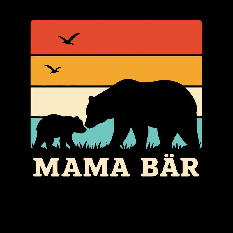 Mama Bear Retro Stripes Vintage Mère et Bébé