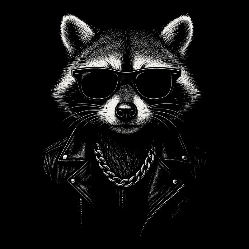 Cooler Waschbär Mit Sonnenbrille Und Lederjacke