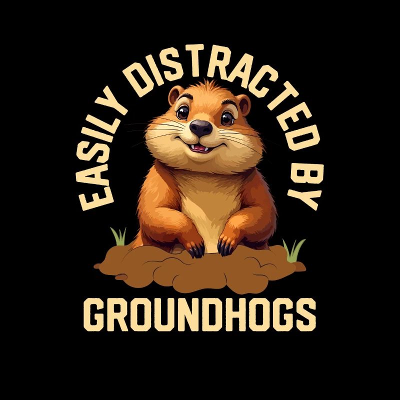 Easily Distracted By Groundhogs Animal Rodent