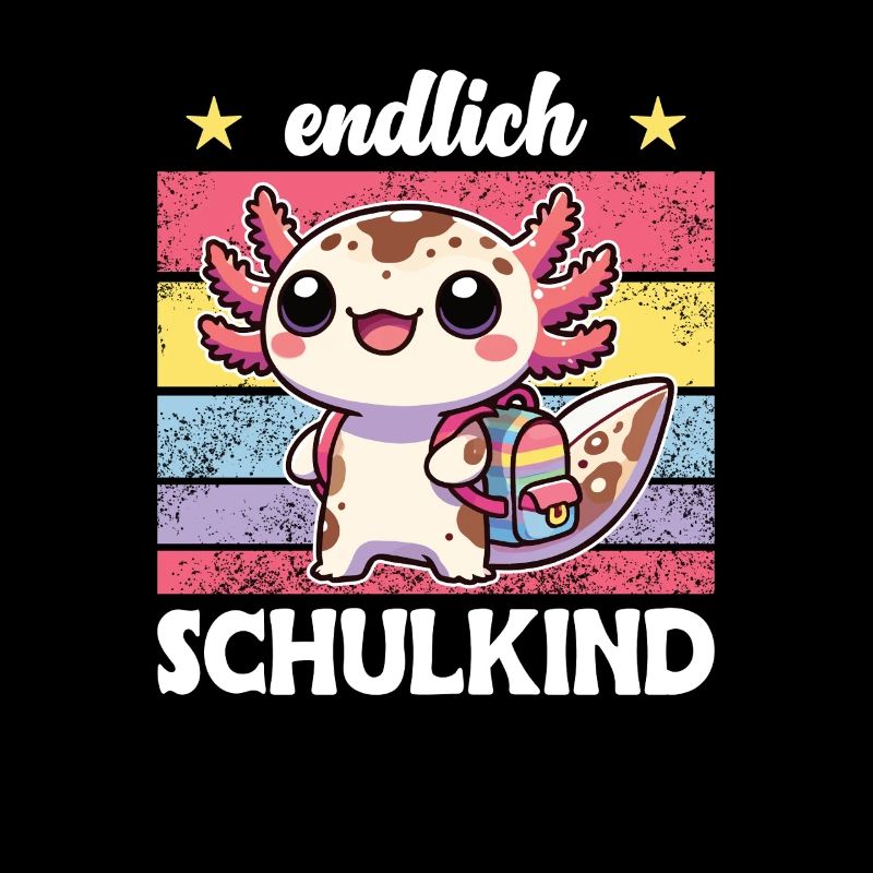 Endlich Schulkind süßes Axolotl zur Einschulung