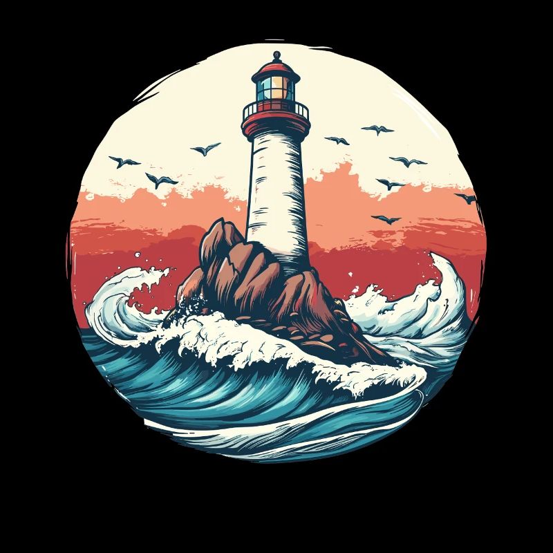 Lighthouse on rough seas