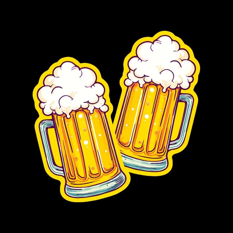 Deux chopes de bière qui trinquent à la bière