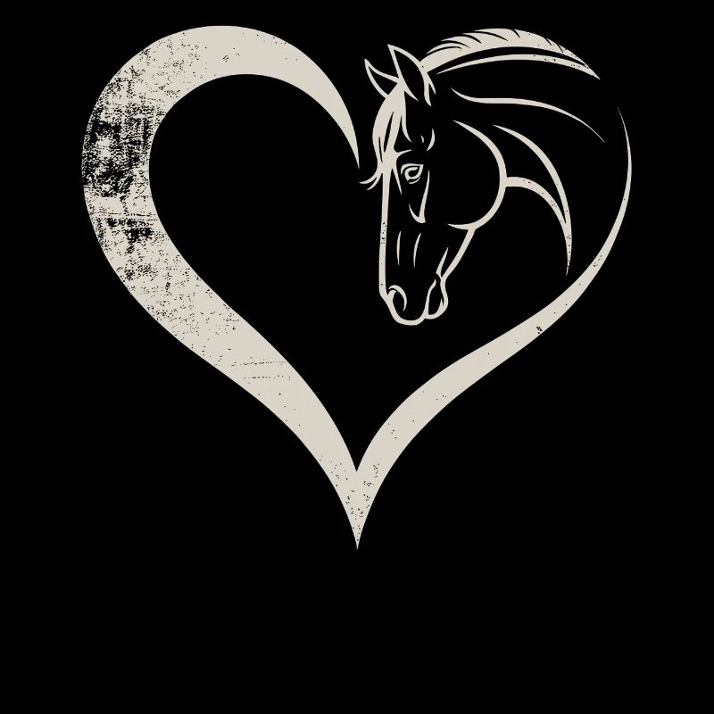 Conception de silhouette de cœur et de cheval