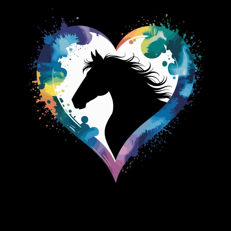 Creative heart with horse head silhouette
