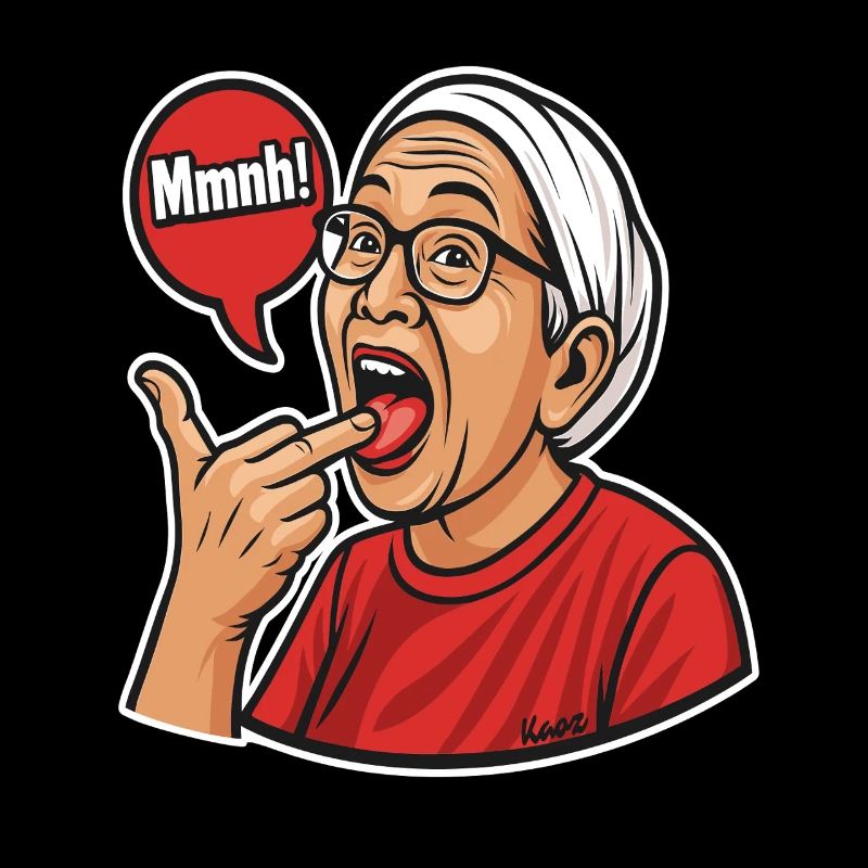 Asiatische Mutter mit Sprechblasen-Design