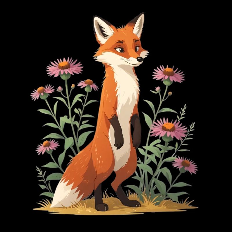 Fox with floral pattern illustration
