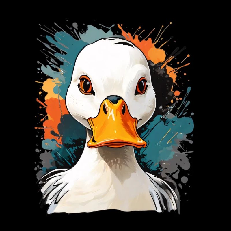 Expressive Goose Portrait with Color Explosions