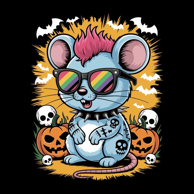 Rocking Halloween Mouse with Sunglasses Halloween