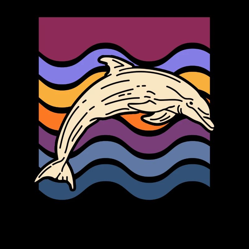 Dauphin sur des vagues colorées