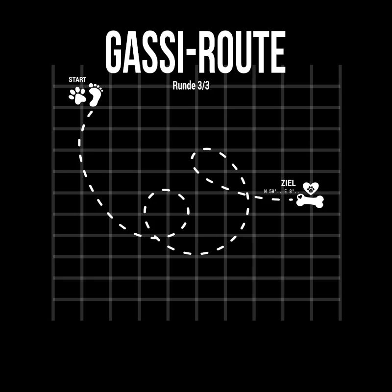 Gassi-Route fun Hunde Motiv mit Pfote & Knochen
