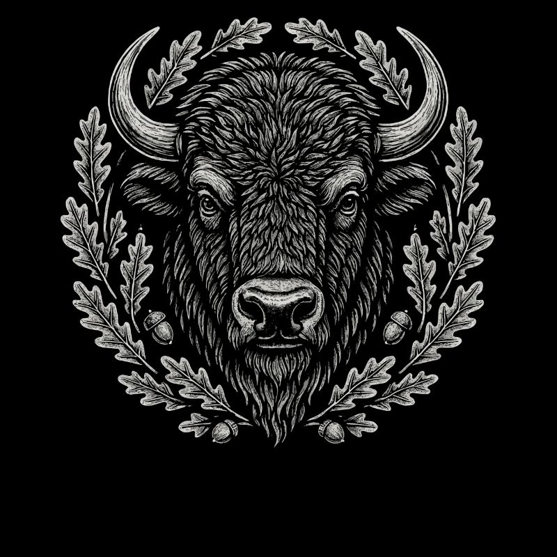 Europäischer Bison mit Eichenkranz Kunst