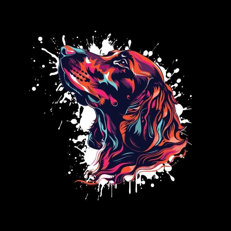 Tête de chien colorée éclaboussures Art