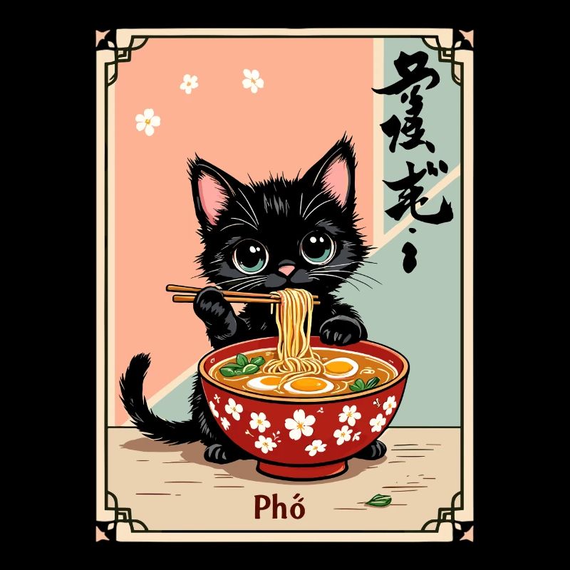 Kätzchen Pho Ramen Kunst