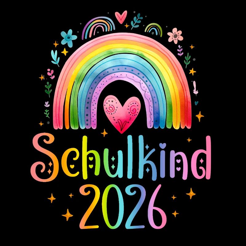 Schulkind 2026 Regenbogen Herz