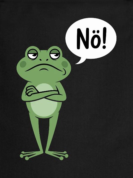 Skeptical frog with nope saying