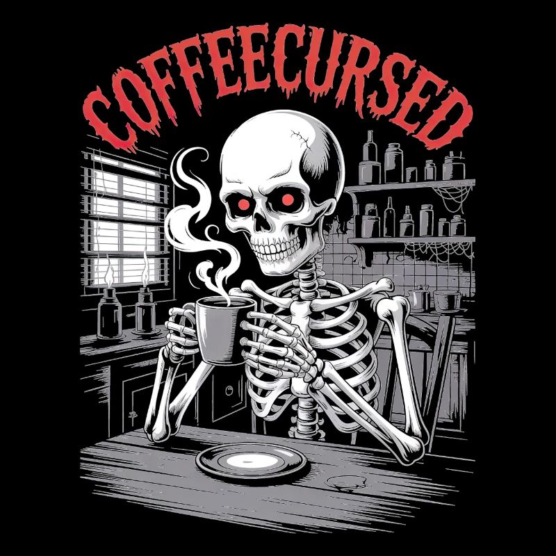 Coffee Cursed Skeleton Brewing Spooky Halloween