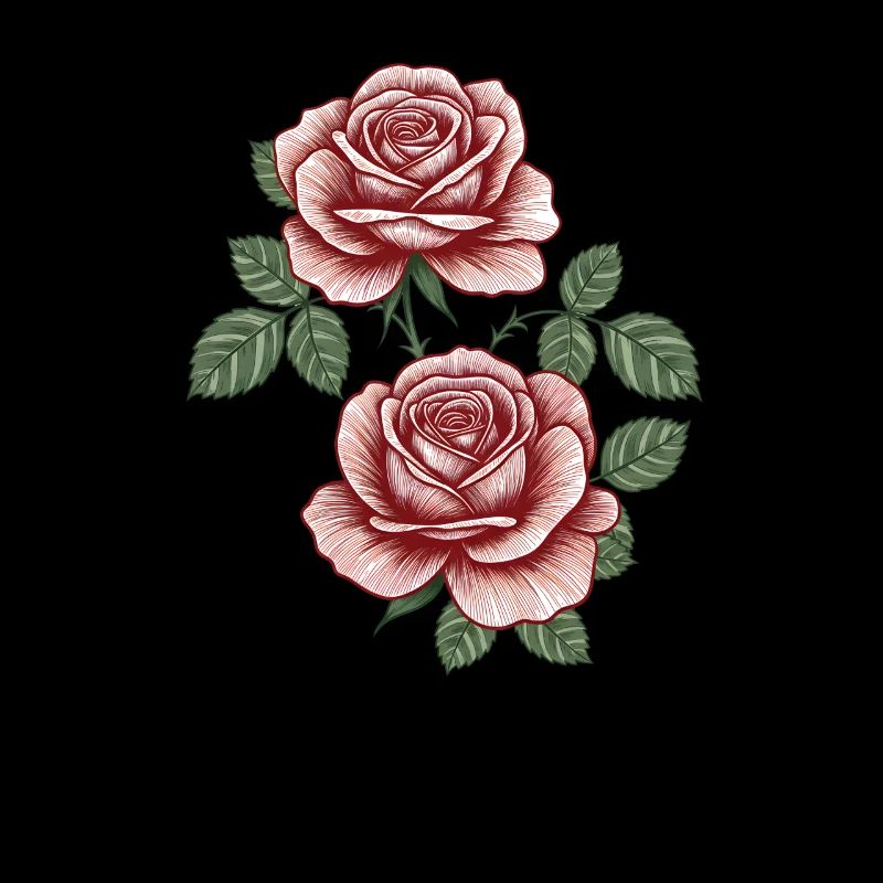 Roses Vintage Rouge sur Feuillage
