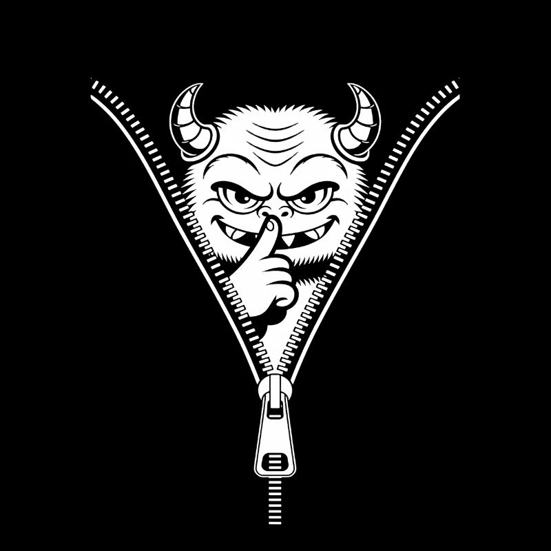 Naughty devil hidden behind zipper