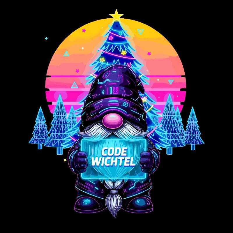 Cyberpunk Code Gnome - Synthwave Noël Nerd