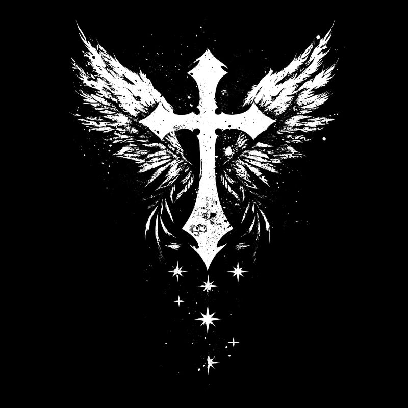 Goth Cross with Angel Wings Gothic