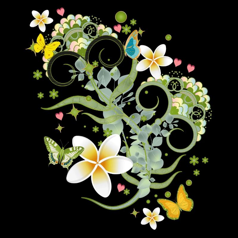 Verspieltes Blütenornament & zarter Schmetterling