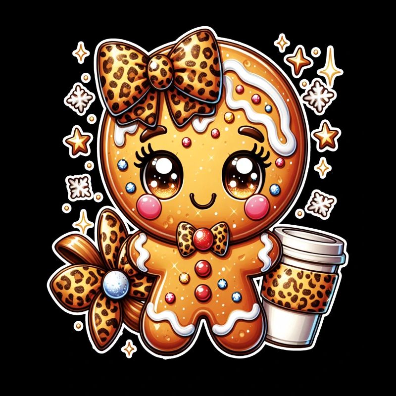 Cute Gingerbread Leopard Coquette Christmas Xmas 
