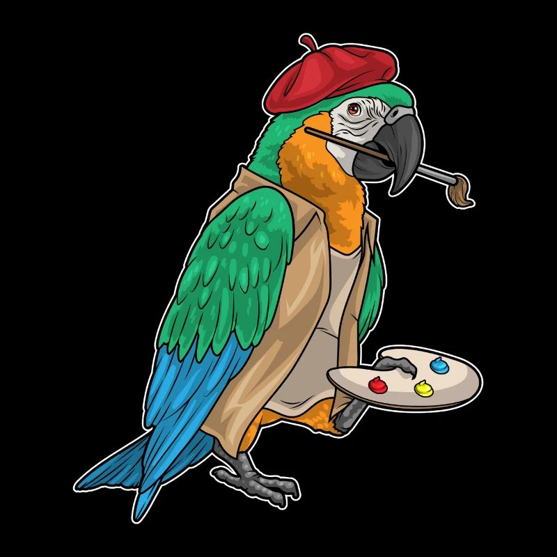 Parrot Painter Brush Painting