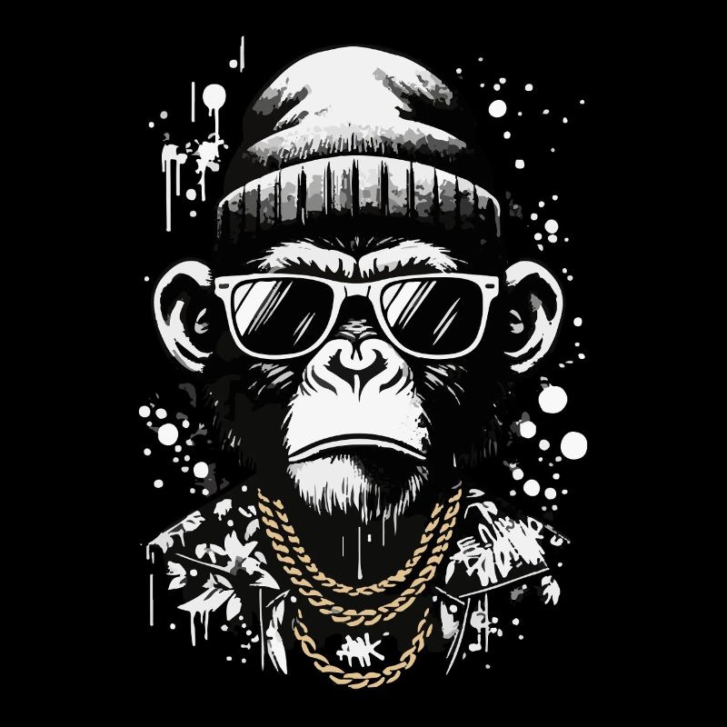 Cooler Affe mit Streetstyle und Chains
