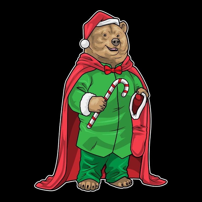 Bear Christmas candy cane