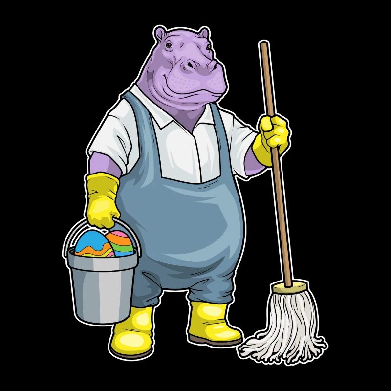 Hippopotamus Easter Cleaning