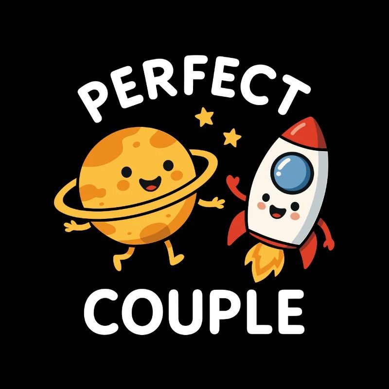 Couple Parfait : Planète mignonne et aventure avec fusée