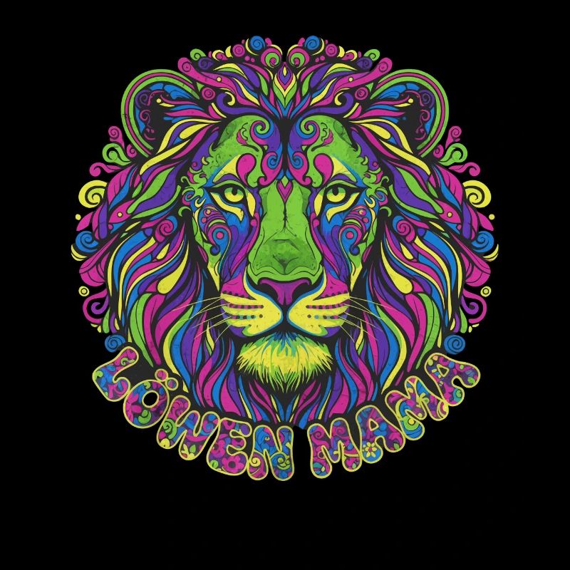 Löwen Mama Psychedelisch Bunter Löwe Mandala