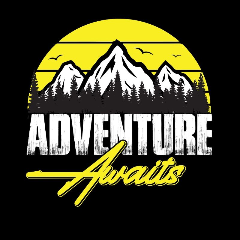Adventure Awaits Mountain Landscape Neon