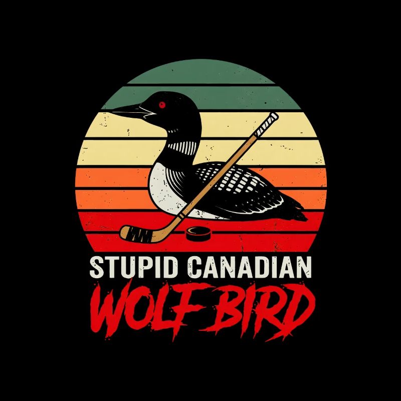 Retro Sunset Loon Hockey Bird Design