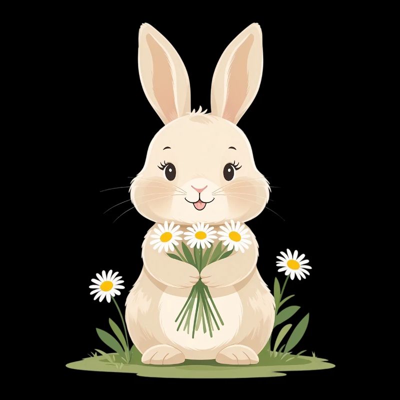 Delicate bunny with daisies
