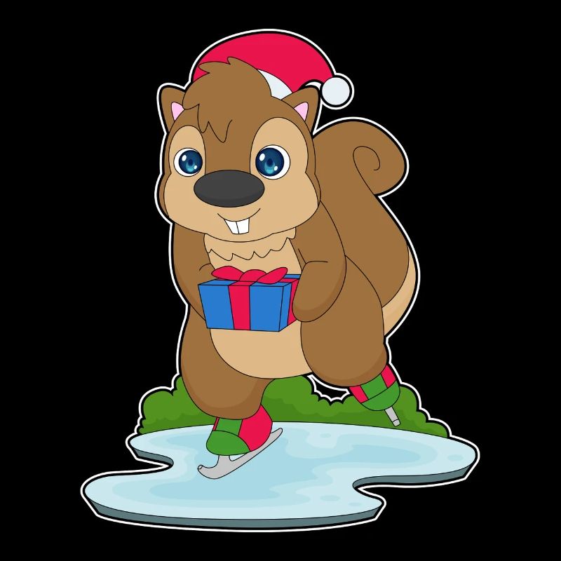 Eichhörnchen Weihnachten Eislaufen