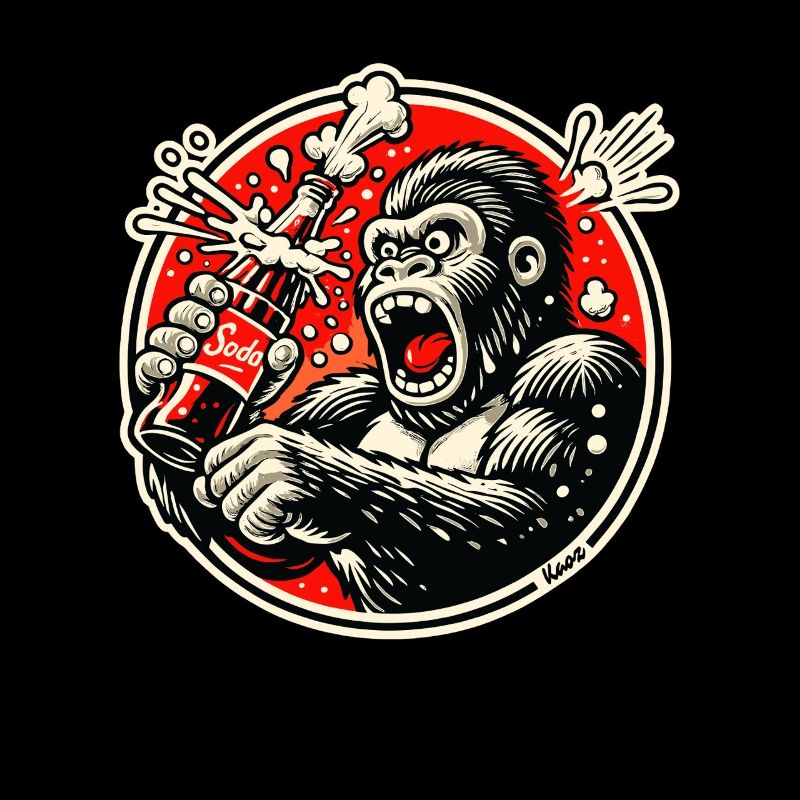 Soda gorilla in retro comic