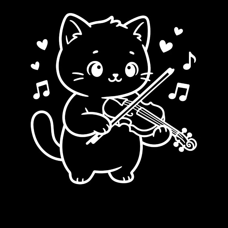 Le chat kawaï joue du violon