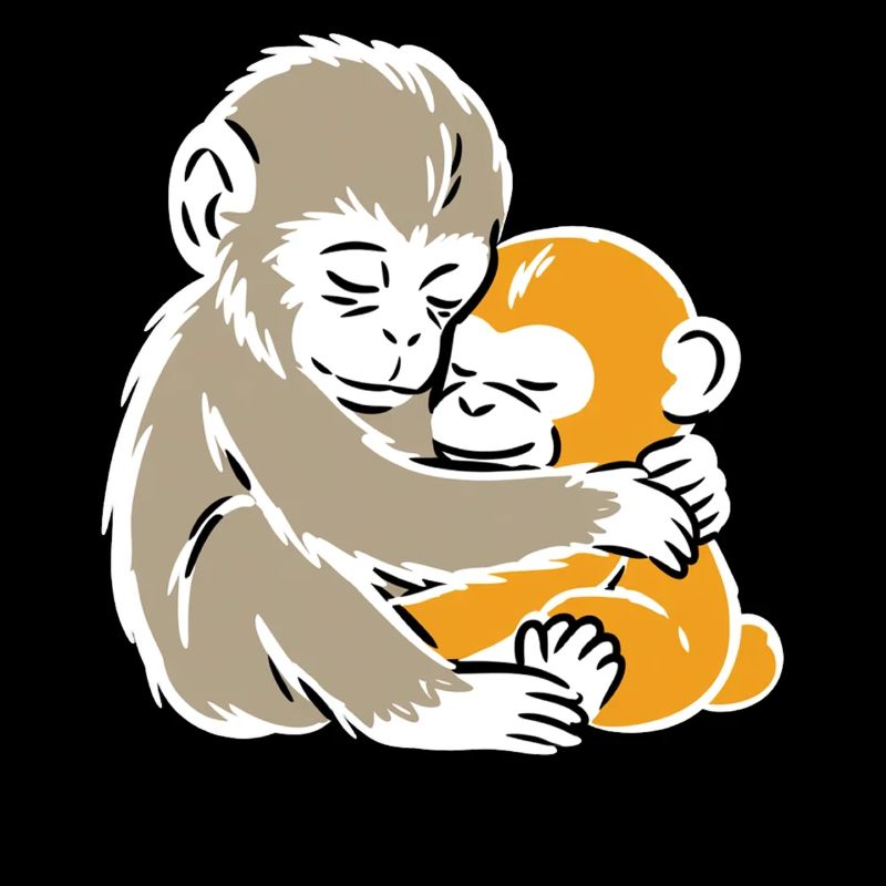 Monkey Hug Duo Illustration
