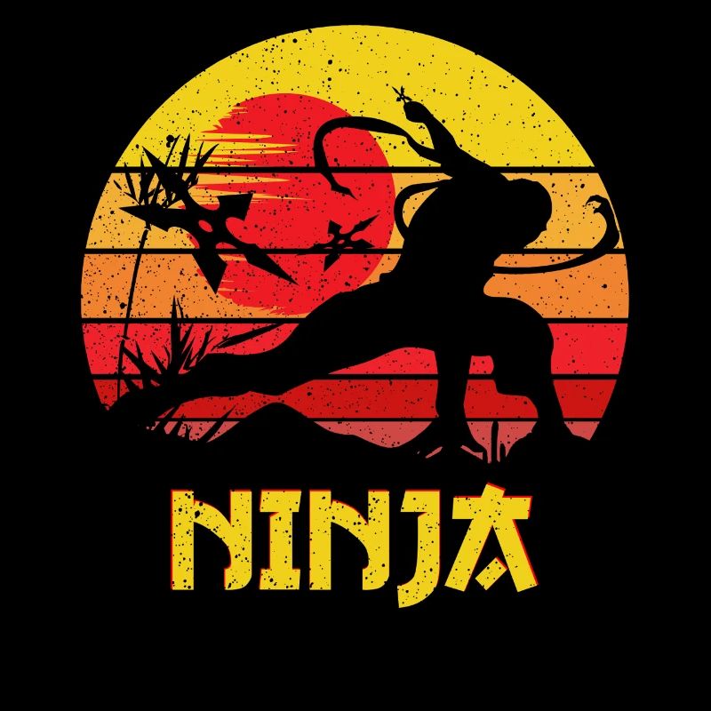 Silhouette de Ninja du Coucher de Soleil