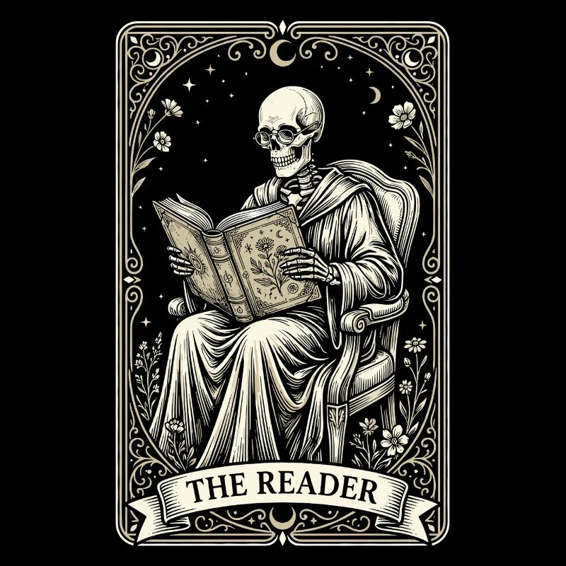 Gothic Skeleton Reader Vintage Floral