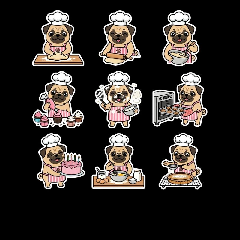 Funny Pug Baecker Baking Pastry Chef