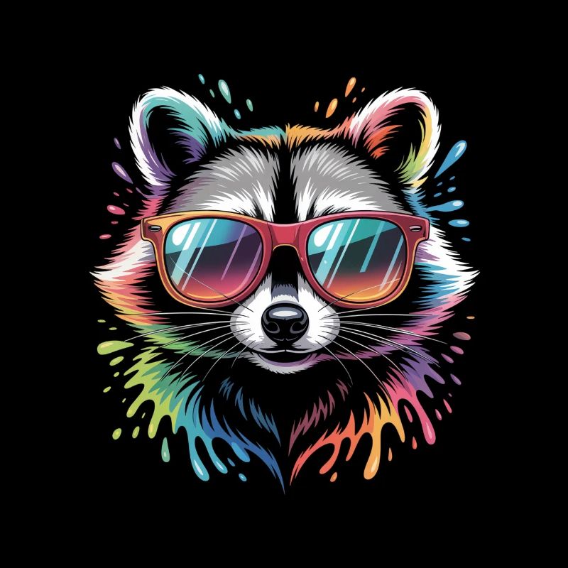 Bunter Waschbär mit Sonnenbrille