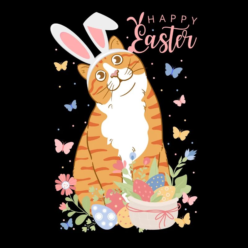 Pastel Easter Bunny with Floral Eggs