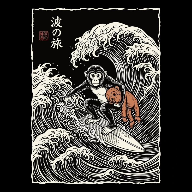 Ukiyo-e Baby Monkey Punch