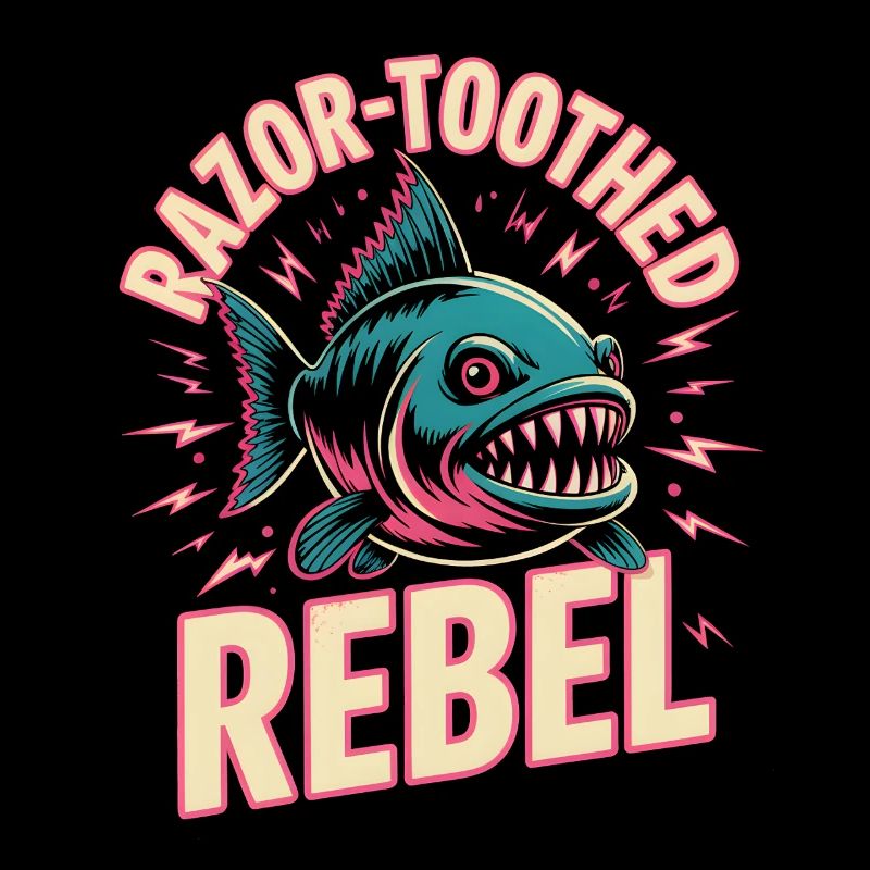 Sharptooth Rebel | Piranha Retro Humor