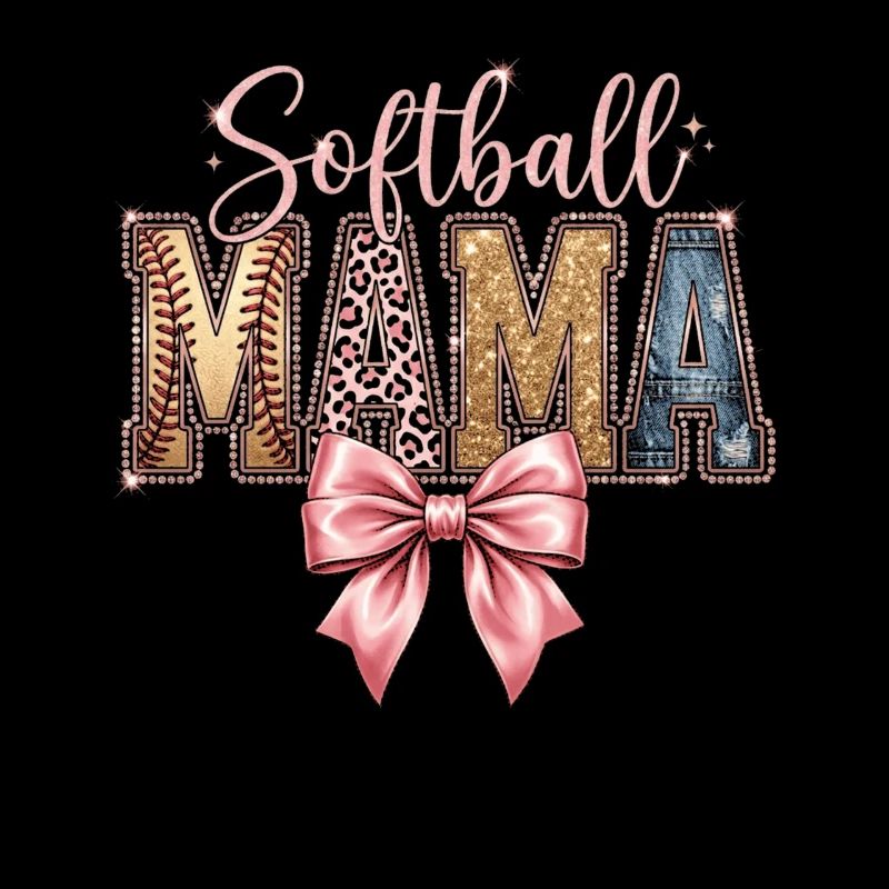 Softball Mama Coquette Leopard Bow