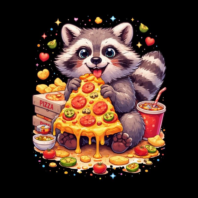 Pizza-Waschbär mit Käse
